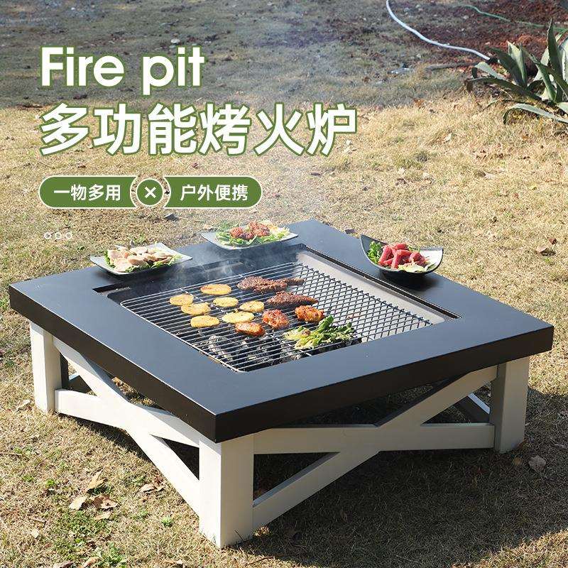 木柴篝火炉木炭户外庭院烧烤炉取暖炉室内火盆家用复古木碳烤火炉