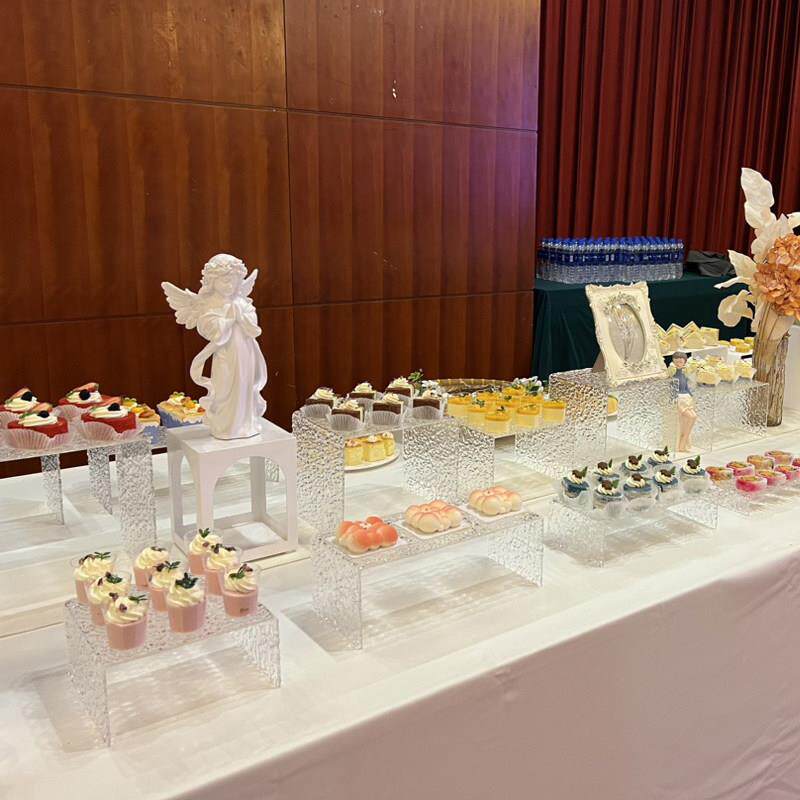 甜品台自助餐桌食物展示架水波纹压克力冷餐点心茶歇摆台摆件套装
