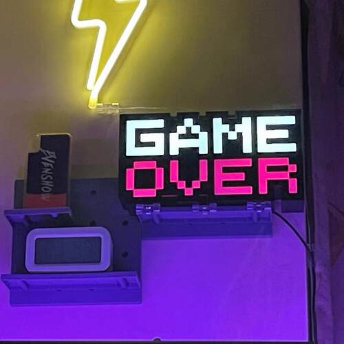Game over氛围灯音乐节奏拾音灯电竞屋装饰声控小夜灯RGB信仰灯