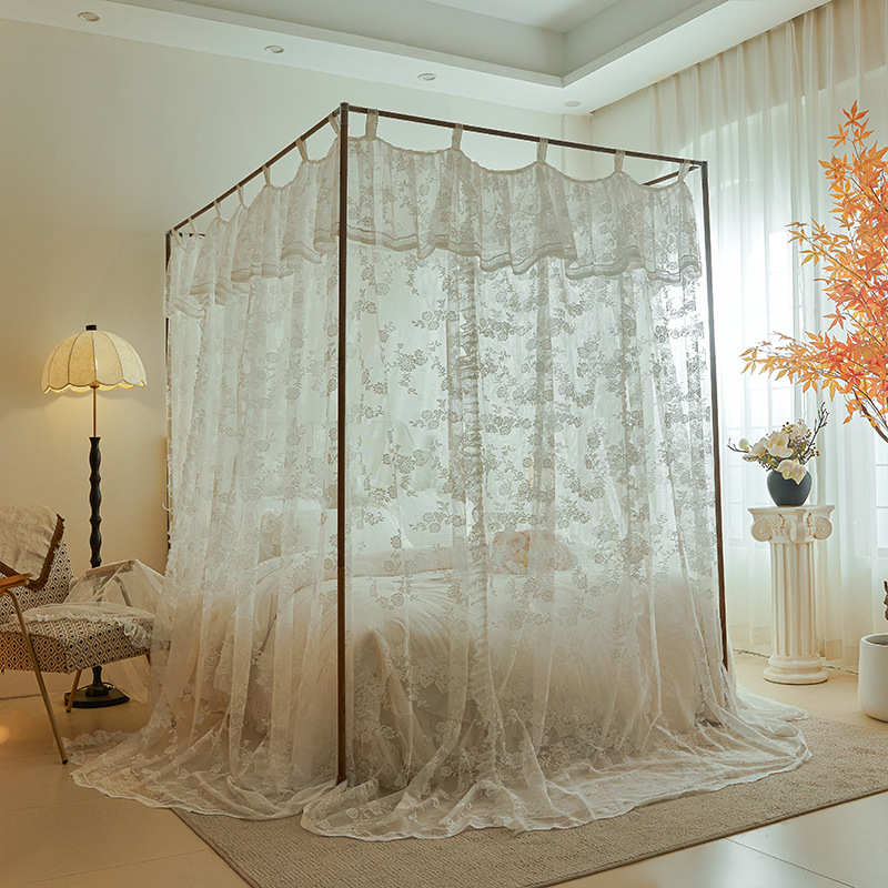 公主法式架杆纱落地单高级2025蚊帐幔帐家用新款卧室支加厚床加粗