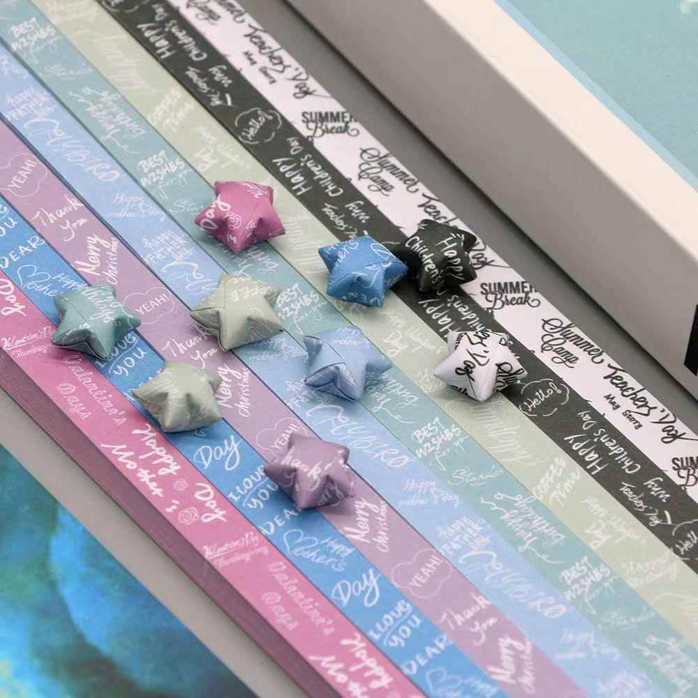 带字母星星折纸ins幸运星手工纸折叠五角星的细纸条许愿塑料瓶子