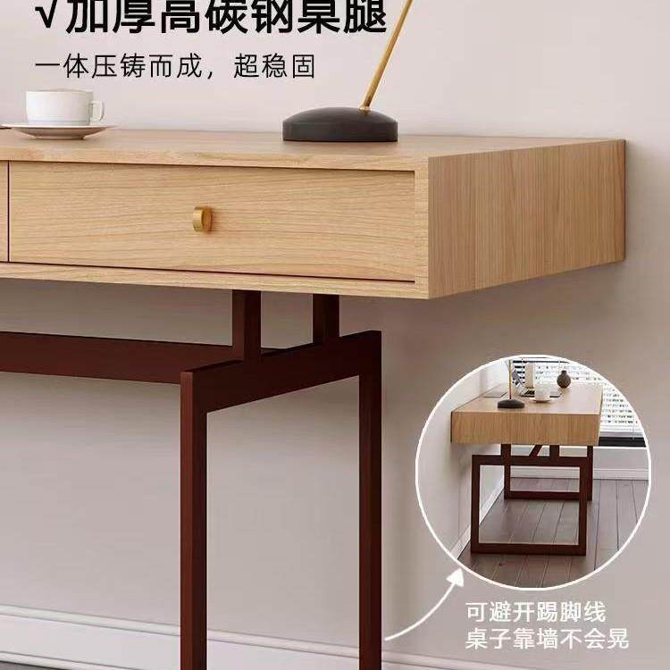 极简实木书桌现代北欧设计款带抽屉家用电脑桌创意学习办公卧室桌