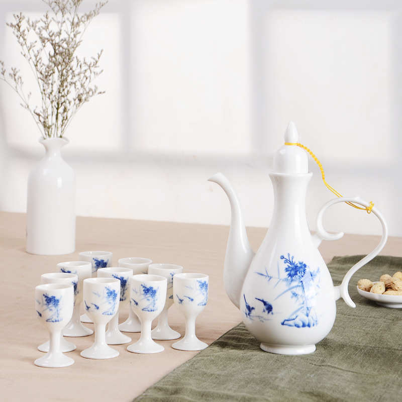 供应陶瓷酒具套装 分酒器 酒盅酒具 白酒酒杯批发 批发logo