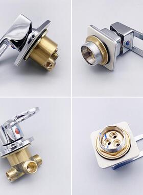 全铜浴室柜洗手面盆水龙头混水开 关阀配件三孔冷热三通分水转换