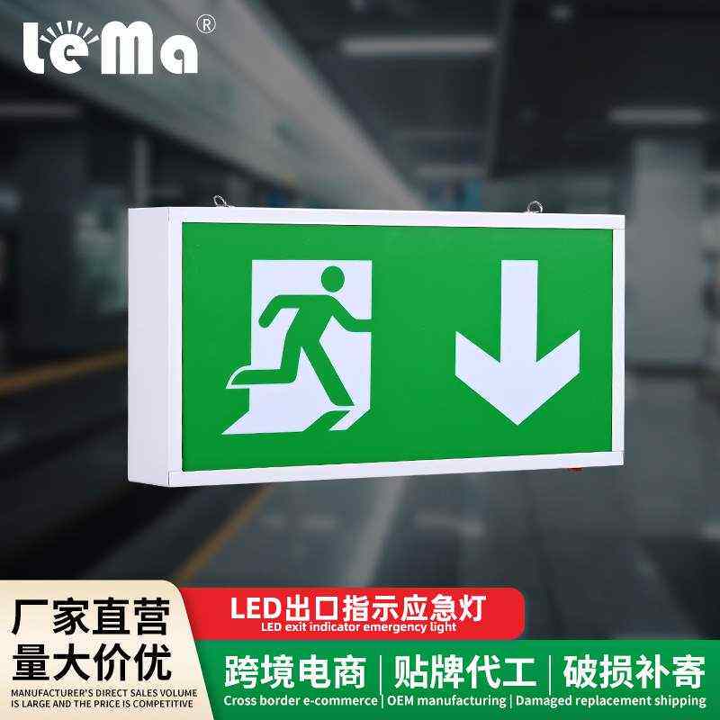 标志通道出口紧急楼层指示牌逃生外贸exit灯led指示疏散