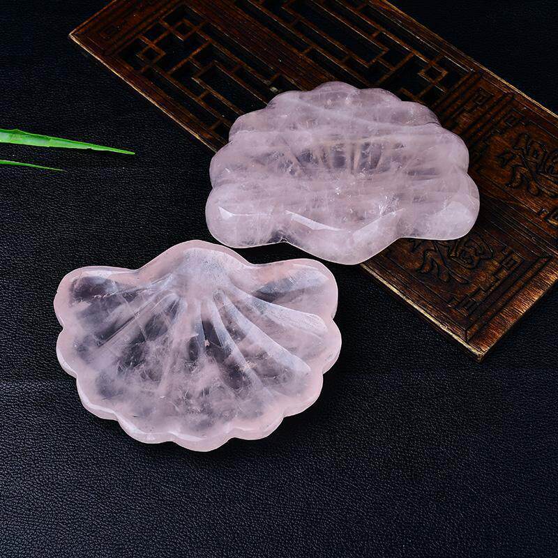 天然粉晶贝壳碗摆件粉水晶原石雕刻水晶消磁碗首饰收纳碗家居摆设