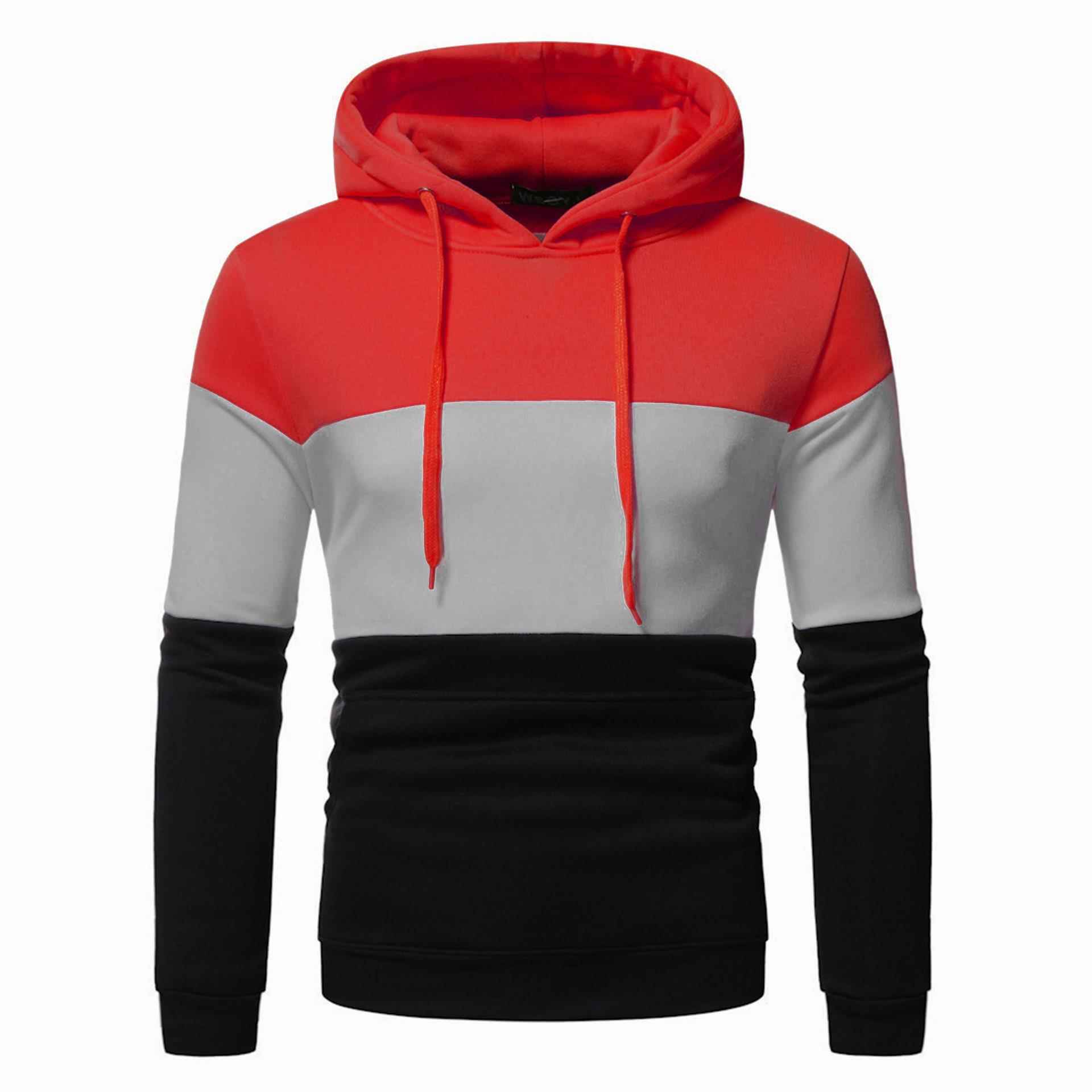 mens Mens pullover jacket hooded stitching color casual