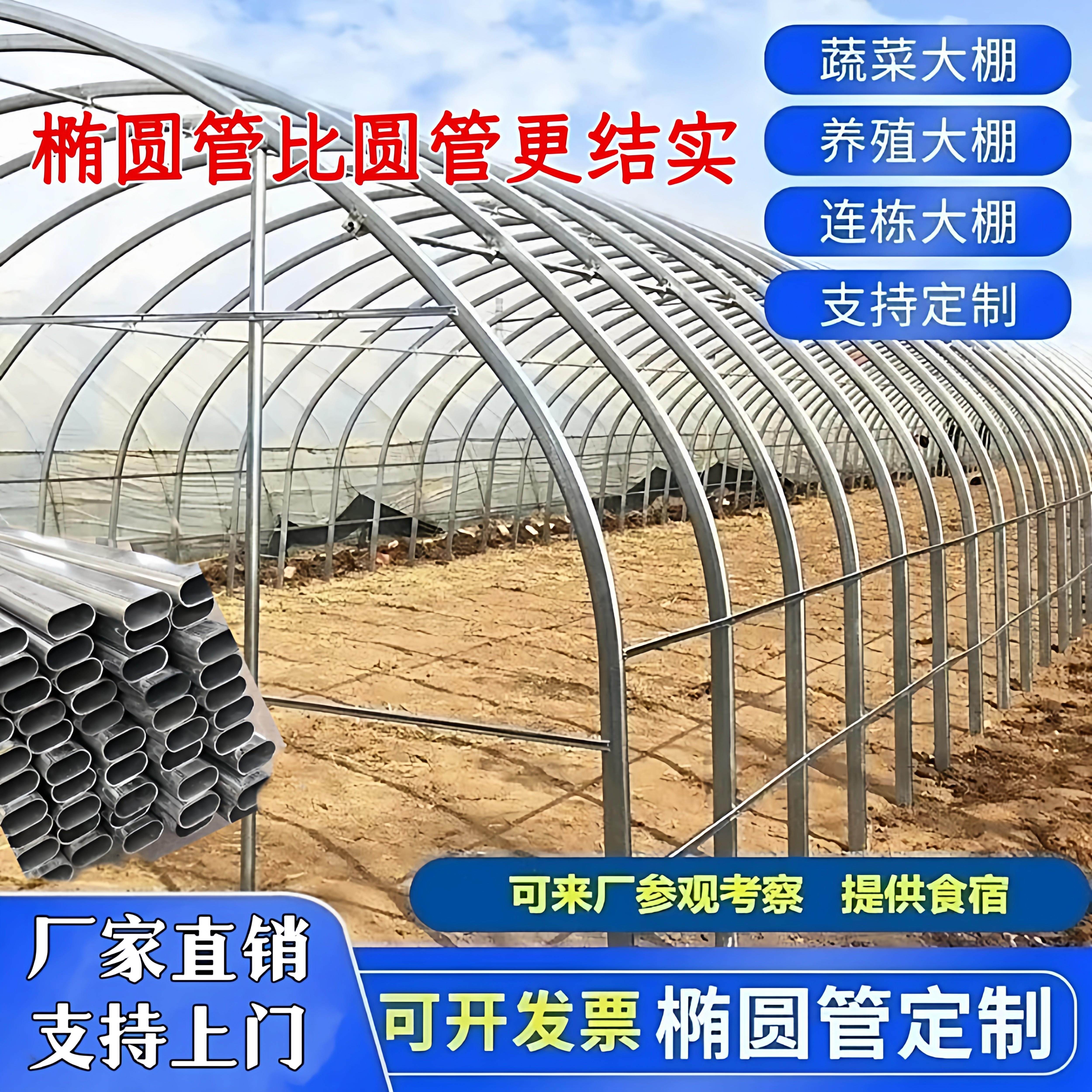 椭圆管养殖大棚全套大棚钢管骨架种植棚养鸡牛棚简易猪圈拱棚骨架