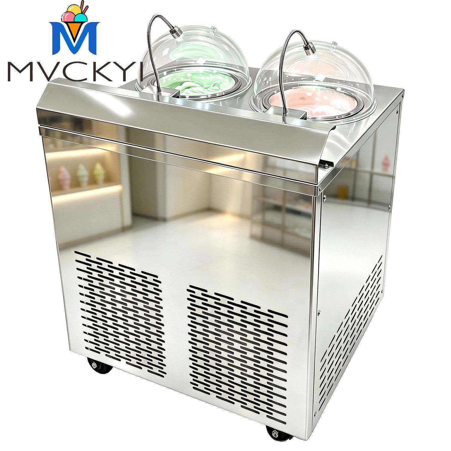 前台双缸意式Gelato机源头工厂现做现卖手工冰淇淋机外贸定制