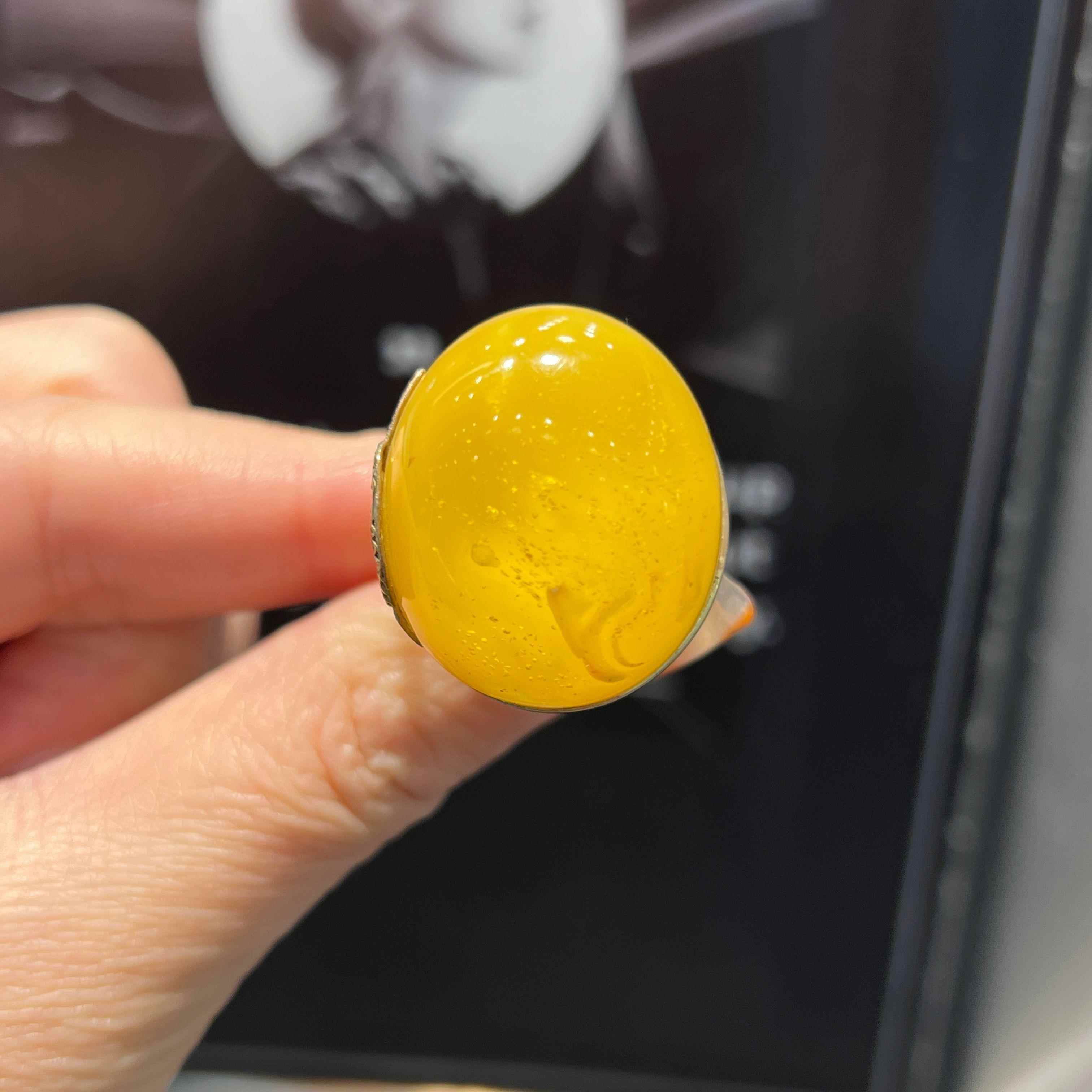 欧洲款式 波兰进口 天然蜜蜡水滴戒指手环 活圈 保真原矿