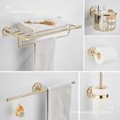 法式 孔复古毛LUN巾架金色置物架免打浴架浴室颜值高卫生间五金巾