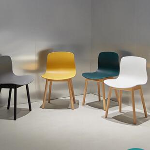 北欧餐椅家用实木腿简约小户型ins创意靠背餐桌椅子白色休闲椅