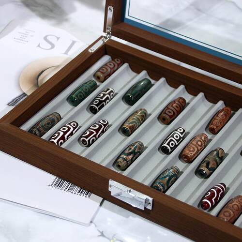 天珠收纳盒子玛瑙珠收藏展示带盖防尘大容量看货盘裸珠收纳托盘