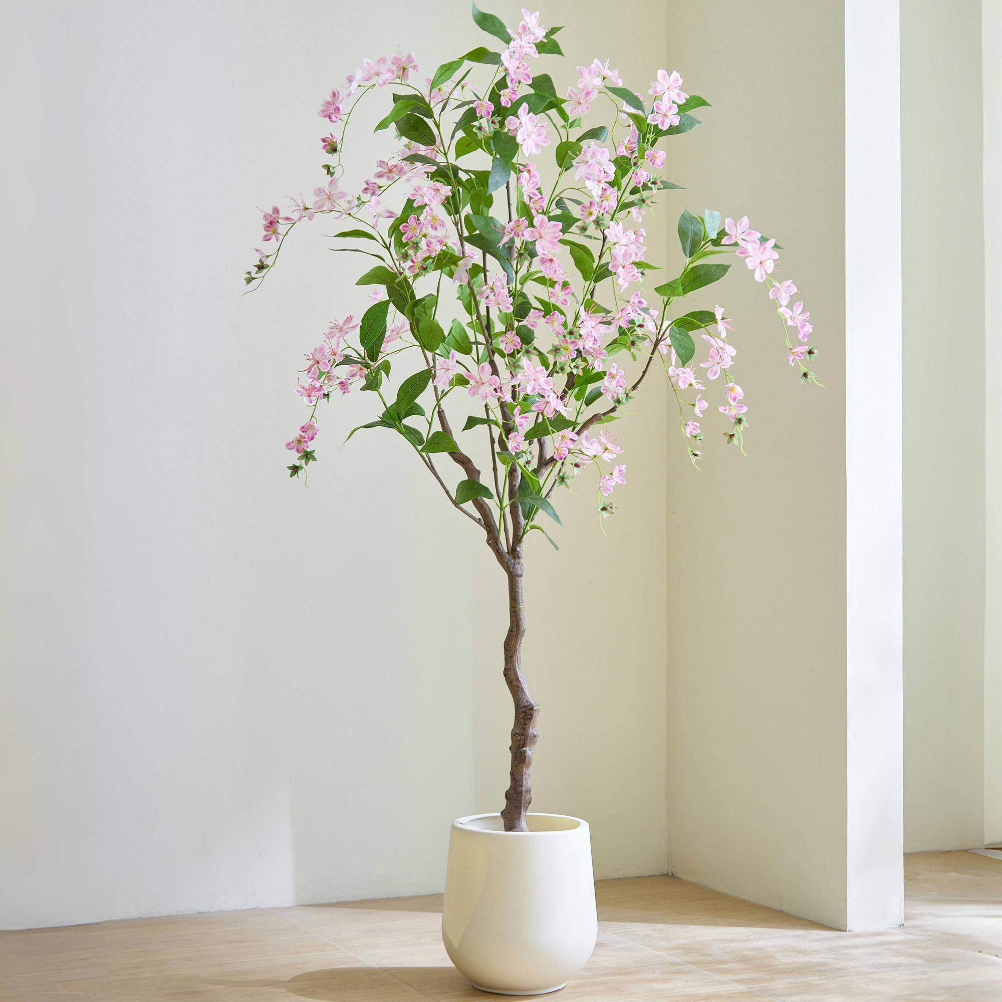 彷真绿色植物垂丝茉莉花室内大型彷生绿植彷生假花树摆件落地装饰
