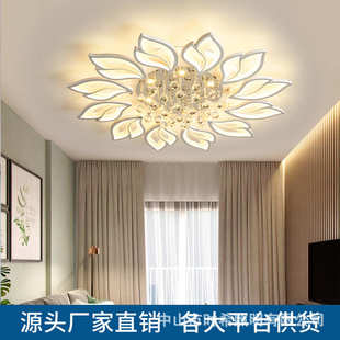 新款 水晶花瓣卧室灯轻奢吸顶灯后现代简约 水晶客厅吸顶灯饰