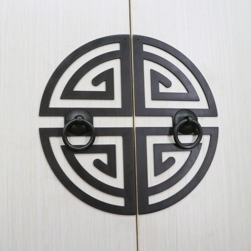 仿古纯铜中式圆环拉手抽屉衣柜门装饰回纹镂空全铜小把手寿字门牌