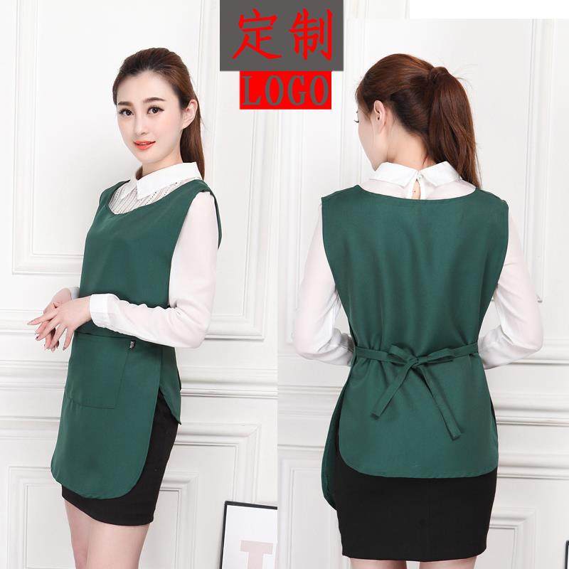 新款韩版时尚服裙连锁生鲜水果店o日化超市店员工作防水围定制lgo