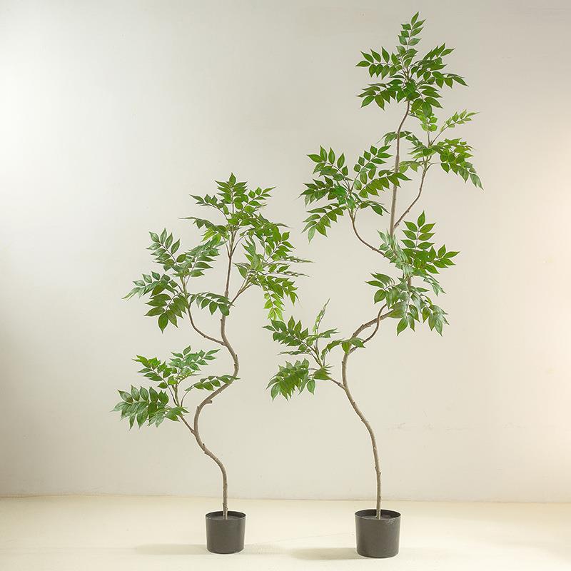 仿真绿植落客地仿真漆木盆栽生景仿植物室内FKI厅摆件沙发旁造装