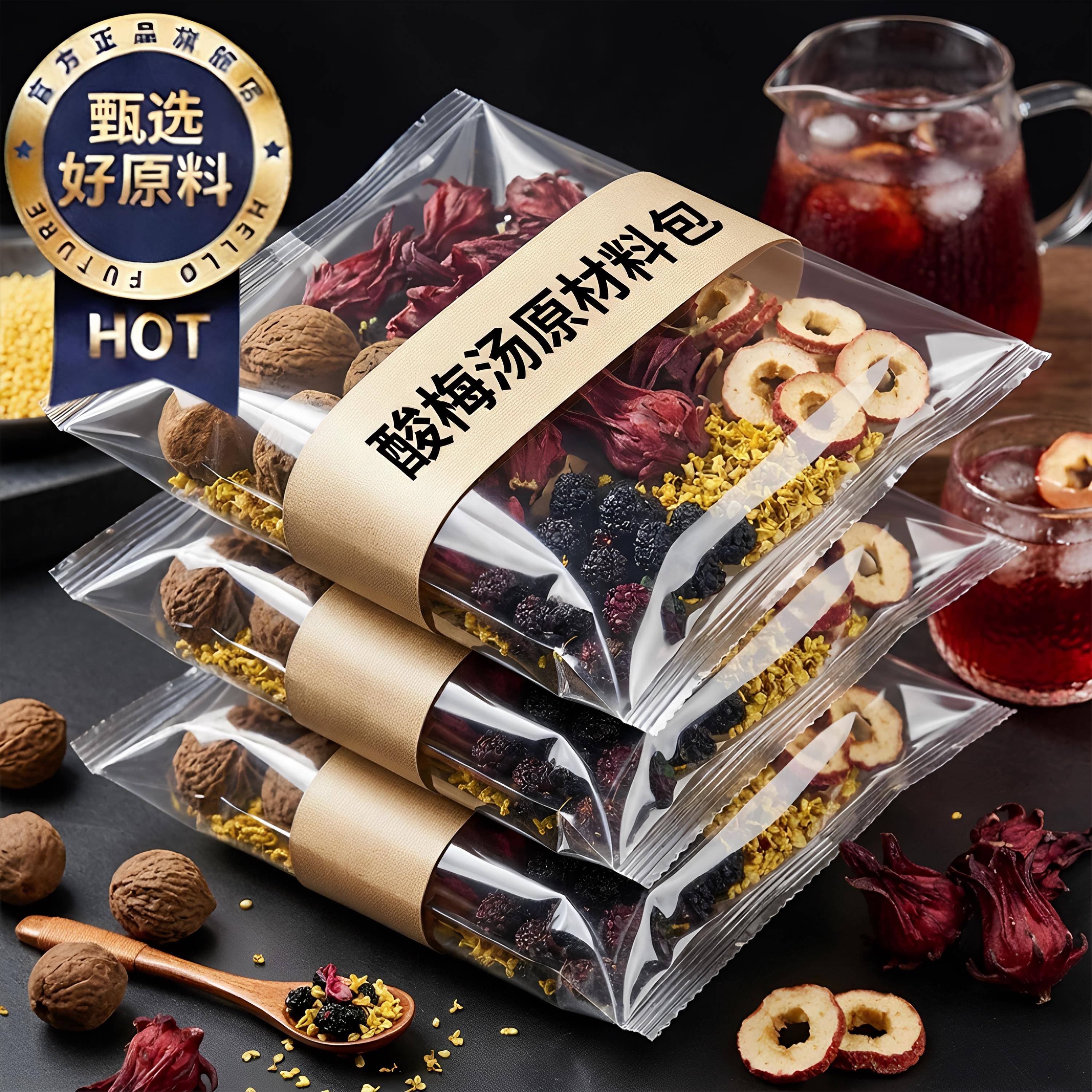 酸梅汤原材料包老北京乌梅干古法自制桂花酸梅汁饮料茶包正宗商用