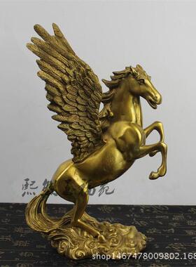 纯铜飞马摆件风水铜生肖马带翅膀马家居装饰工艺品摆设