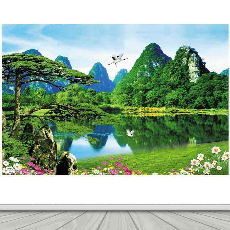 桂林山水青山绿水贴纸风景画家居家用贴纸客厅办公室自粘装饰墙画,个性定制/设计服务/DIY,写真/海报印制,淘宝优惠券,粉丝福利购,淘宝优惠卷