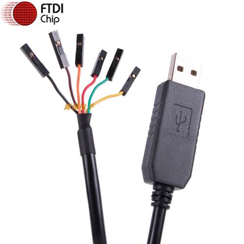 FTDI芯片USB转TTL UART 3.3V/5V电平模块6芯2.54MM杜邦串口数据线