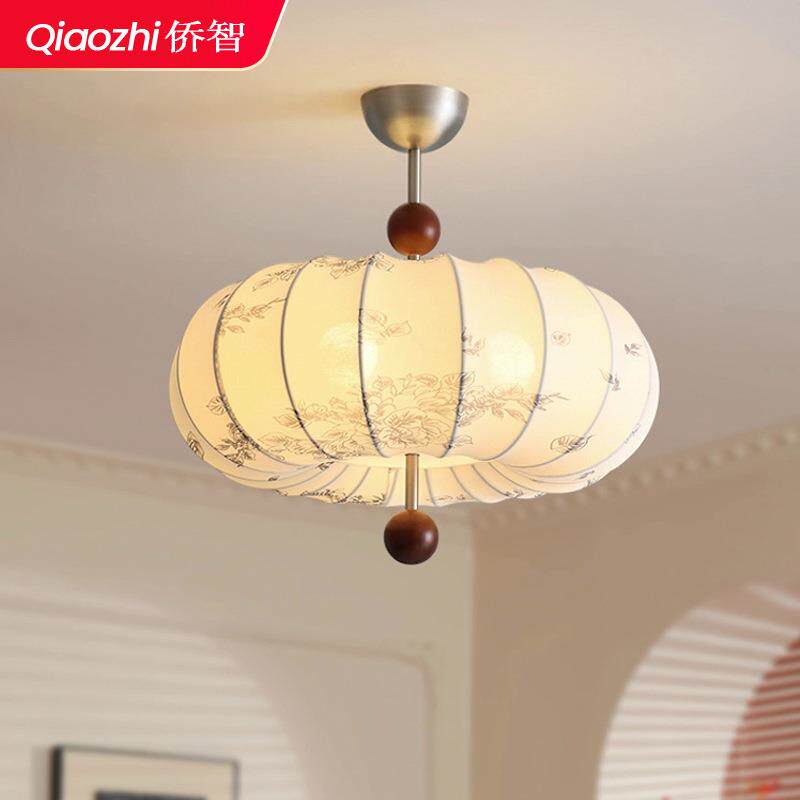 法式卧室吊灯复古中古风客厅灯南洋风布艺温馨房间主卧室吸顶灯具