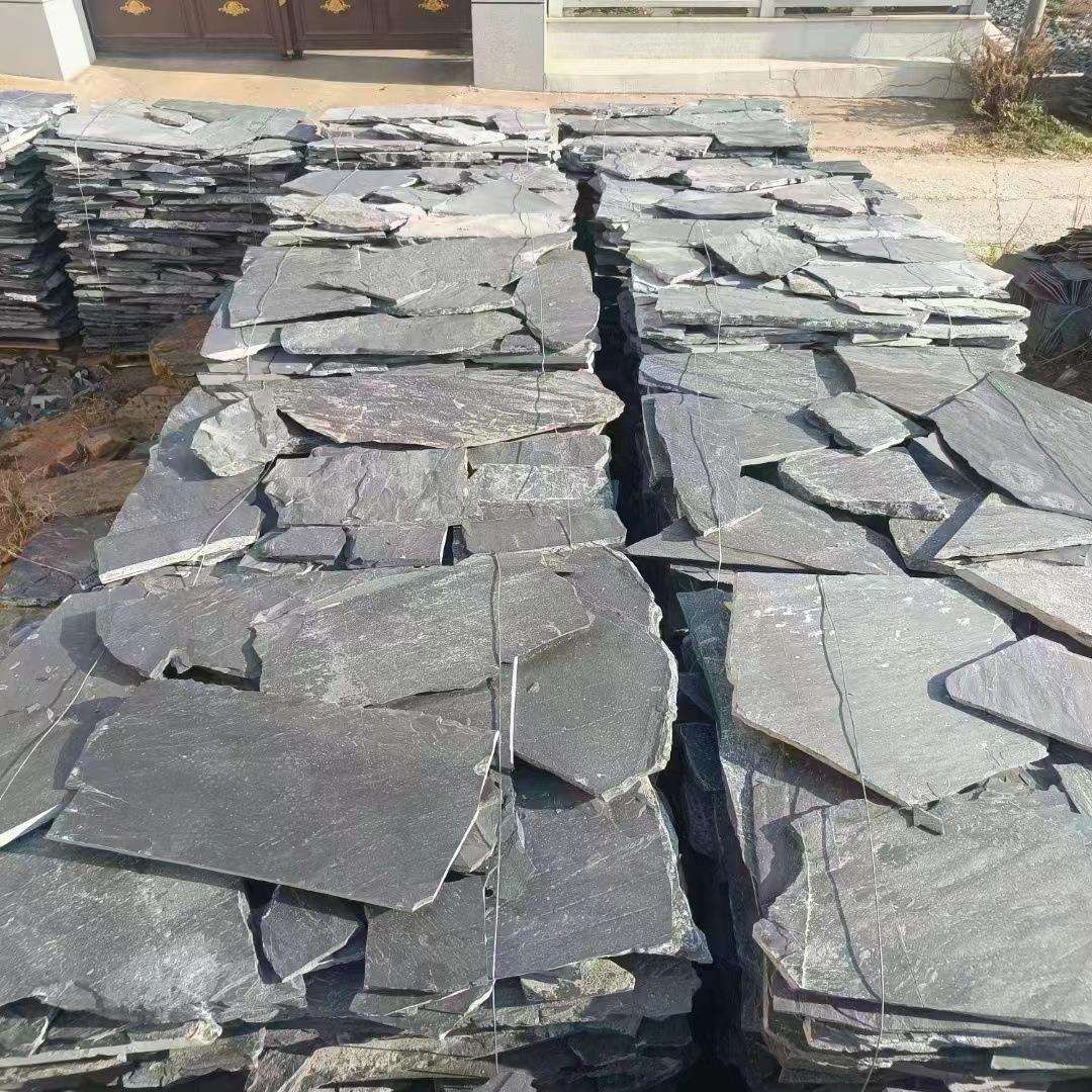 黄木纹板岩碎拼石片石不规则墙面毛石板青石板石材天然文化石