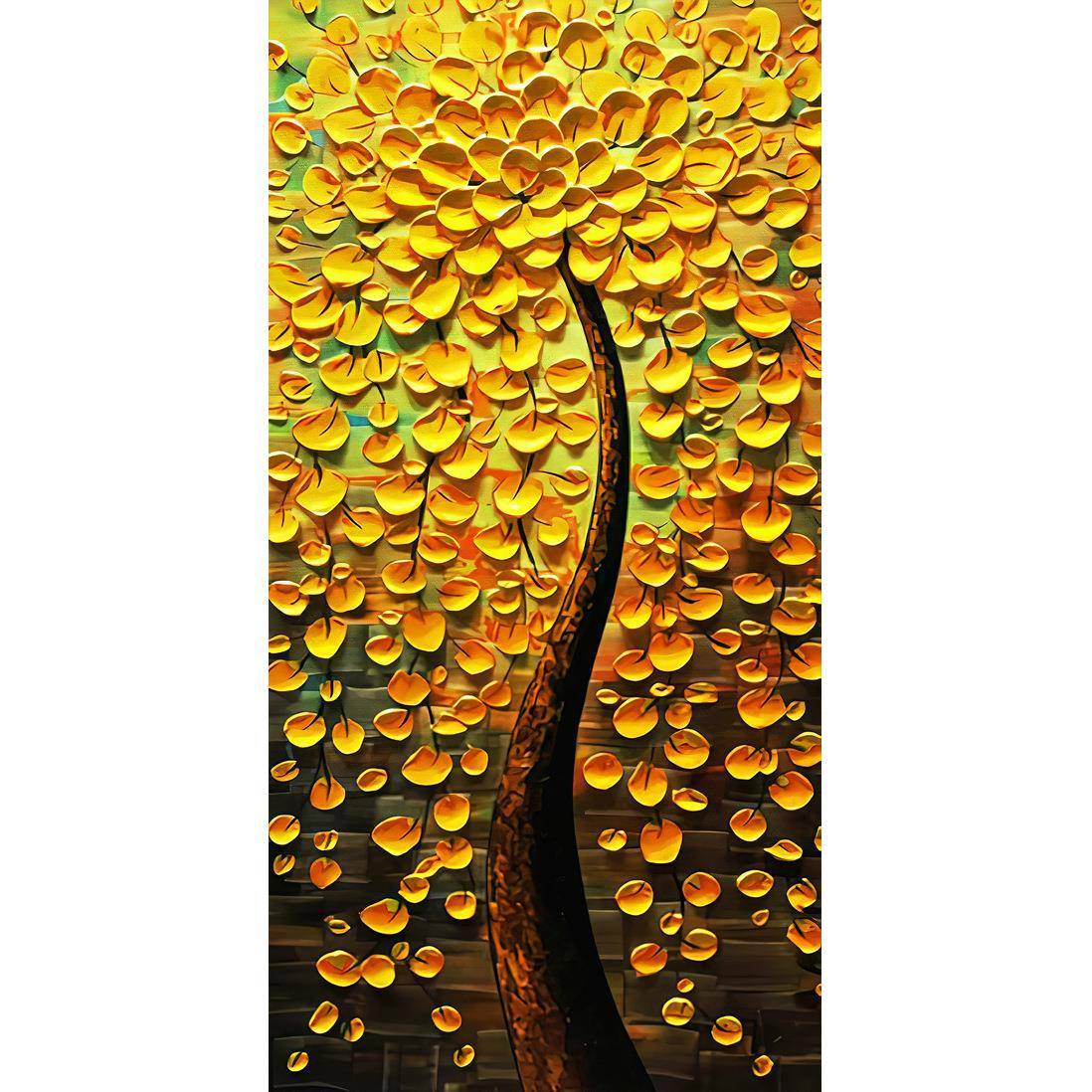 玄关手绘油画竖版现代装饰画简约风入户走廊过道壁画立体发财树