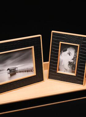 片实皮革相木DMX-1054框含画磁吸相相框家居装饰摆台片收纳