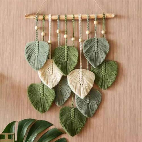 Leaf Macrame Wall Hanging Boho Room Home Decor Woven