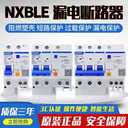 正泰NXBLE-63/32空气2P家用63A断路器32A开 关带漏电保护器DZ47LE