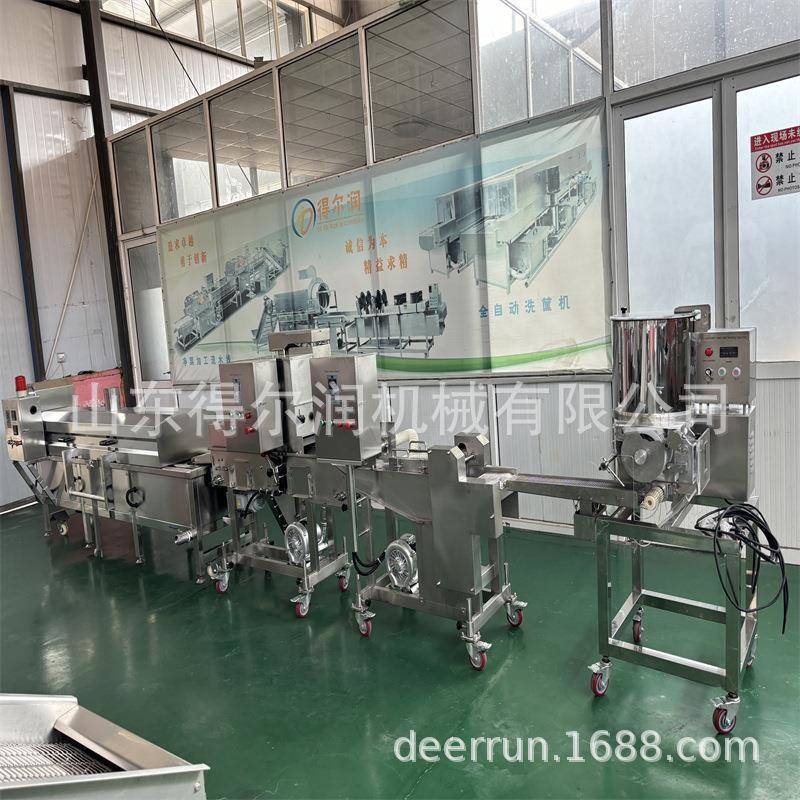 连续式肉饼油炸机鸡块成型机生产线产量4000个/h支持现场试机