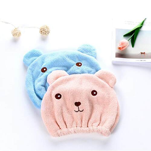 3D Bear Dry Hair Cap Bath Hat Quick Drying Towel for Adults,