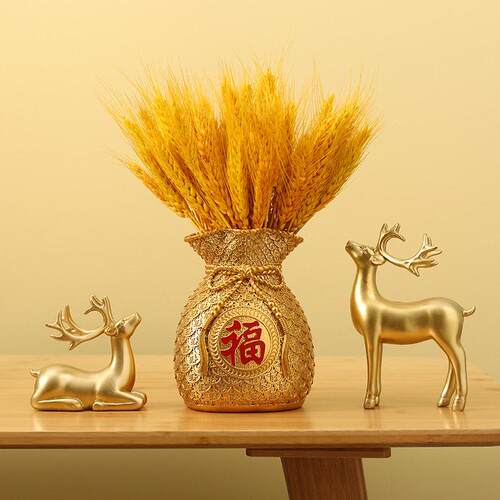 招财福居袋麦穗干客厅装摆2303D饰件玄关酒柜电花视柜公室新开业