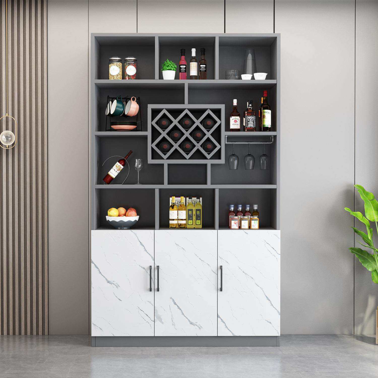 酒柜靠墙客厅家用红酒储物柜子现代简约酒柜餐边柜一体玄关柜