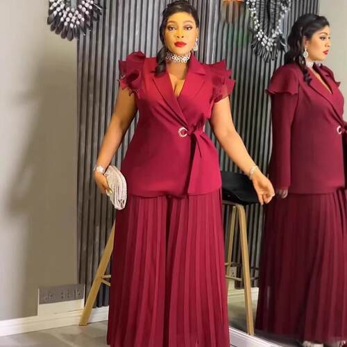 Women'S Trendy Two-Piece Set Ruffles Sleeve Waist Tied