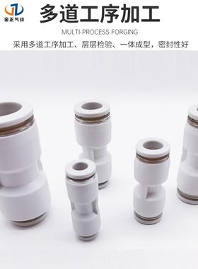 气动接头白色PU直通PG变径4mm6mm8mm塑料快速快插pu软管快插接头