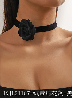 choker香风复古米色晚宴花朵项链