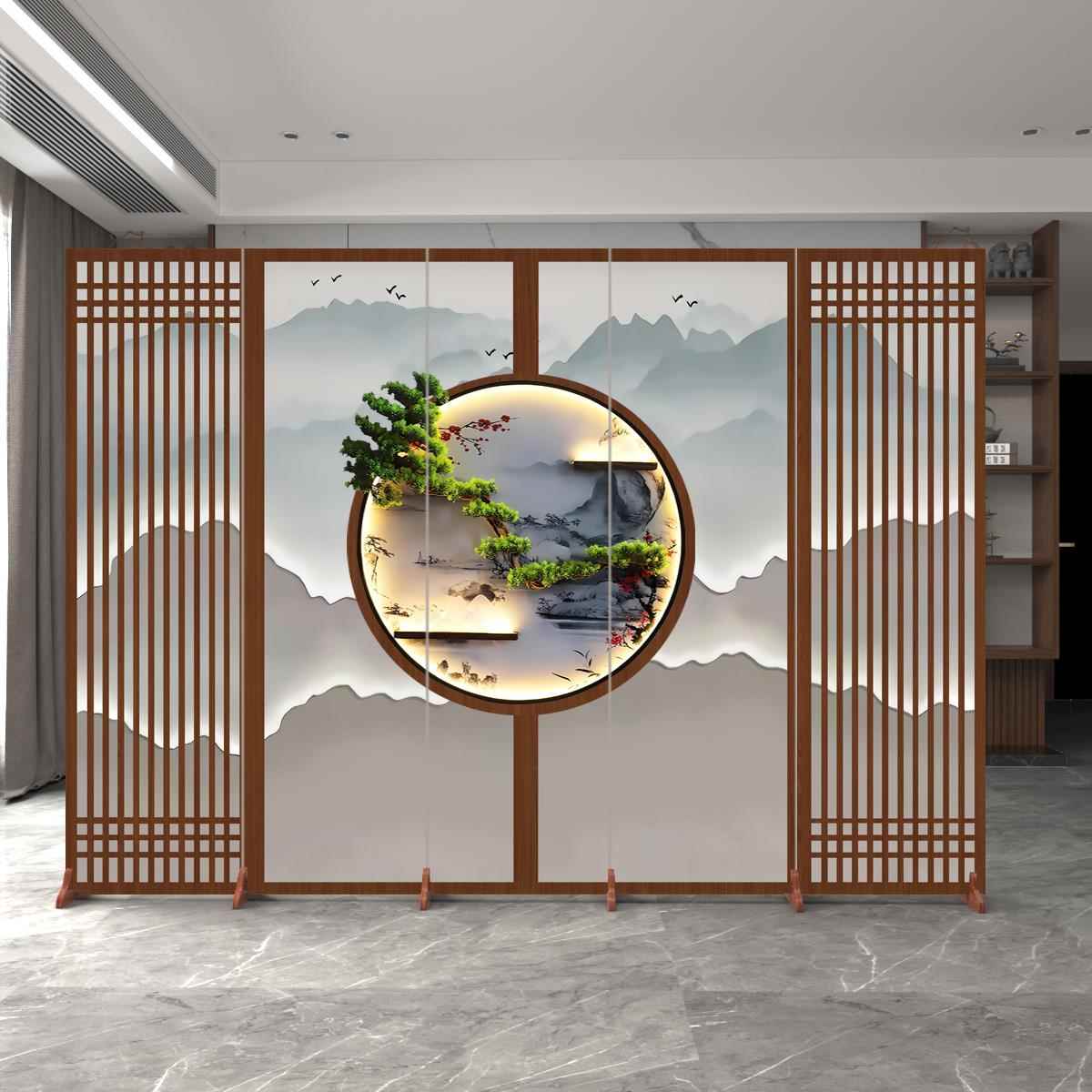 9168U中式国风仿古屏风隔断定制办室公家用卧室客厅新玄关移动折