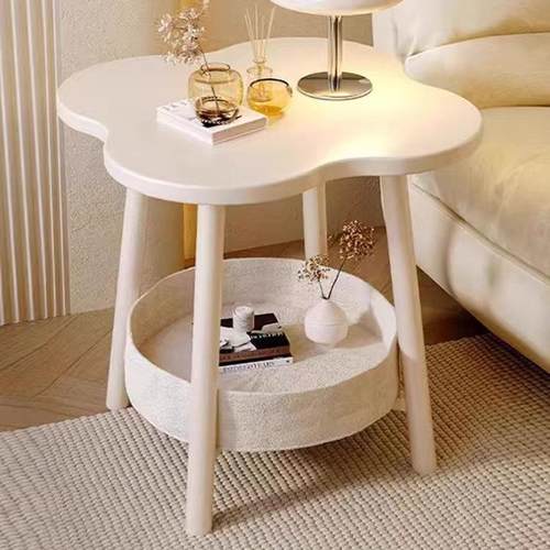 奶油风床头柜新款小型置物架家用卧室创意花朵床头小边几