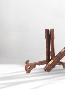 陶瓷工艺品摆件架实木看盘支架鸡翅木架子奖牌相框托架普洱茶饼架