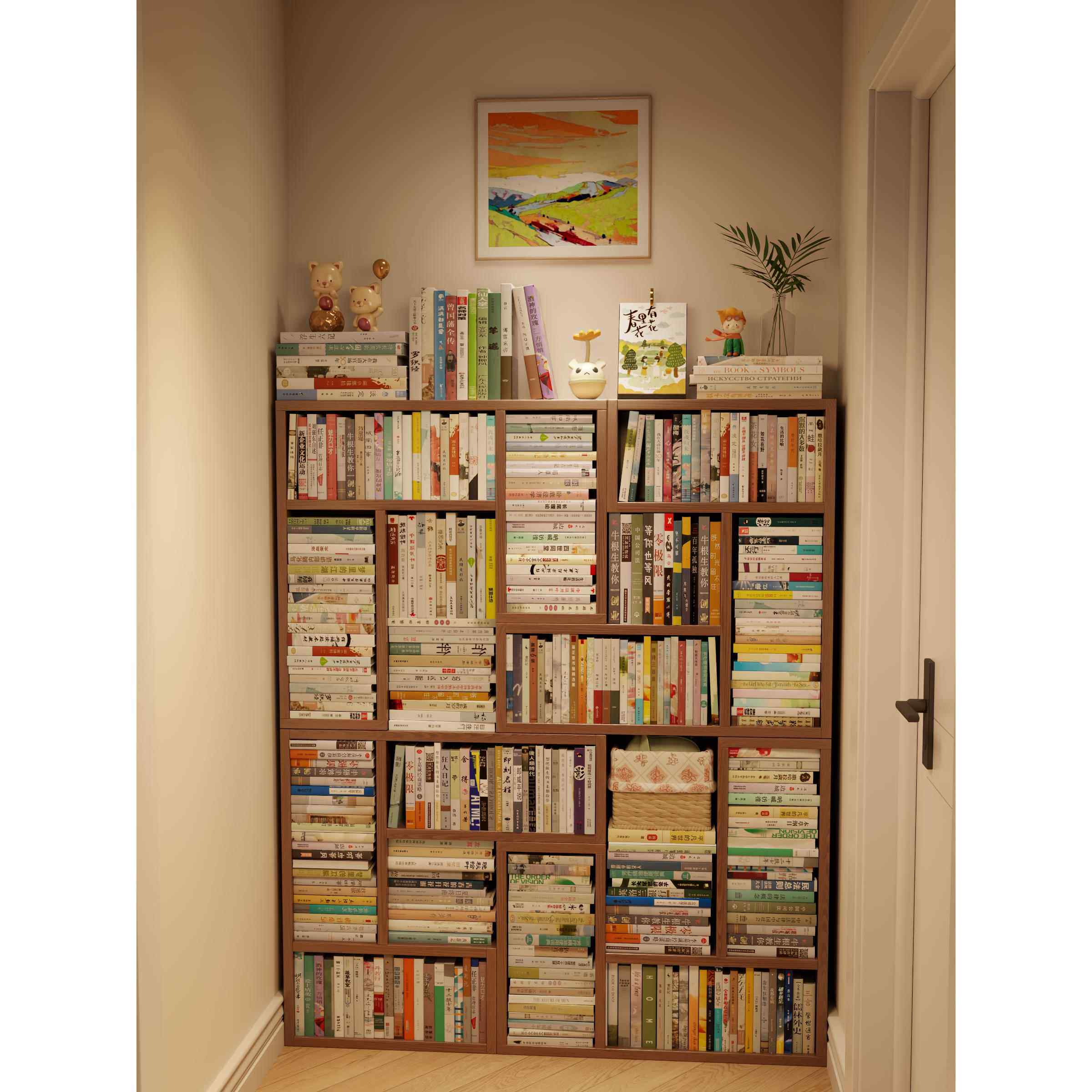 古臣格栅柜实木书架落地式储物架家居客厅储物低柜简单自由组合