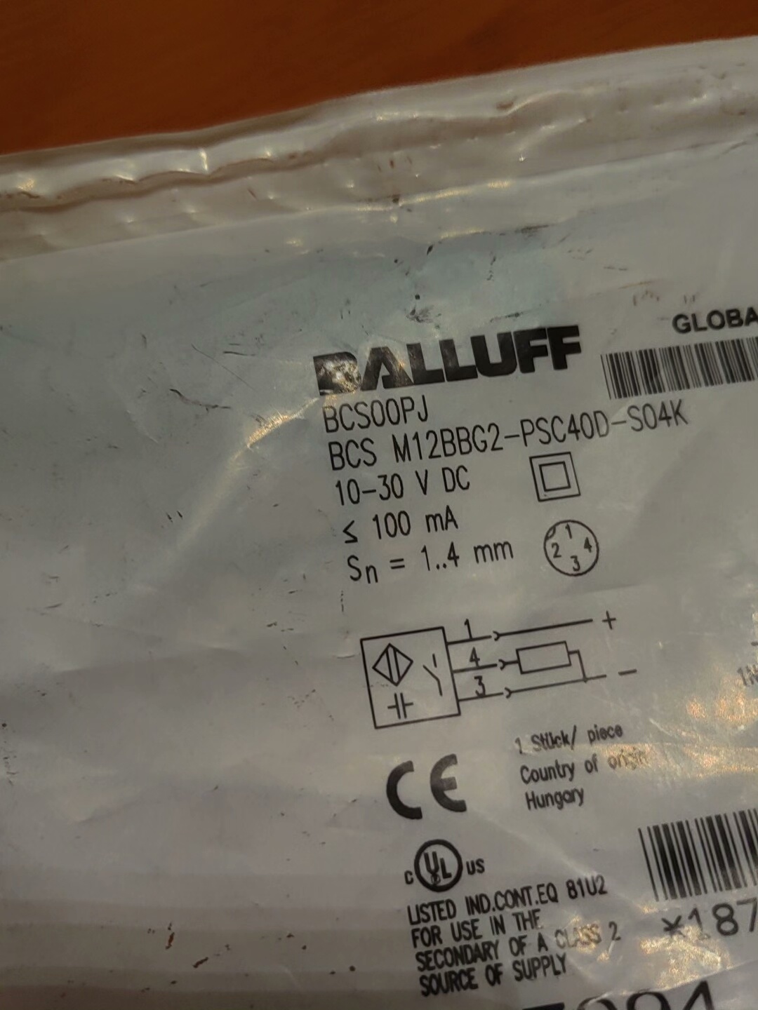 @德国巴鲁夫BALLUF全新原装正品BCS00PJ容传感器，