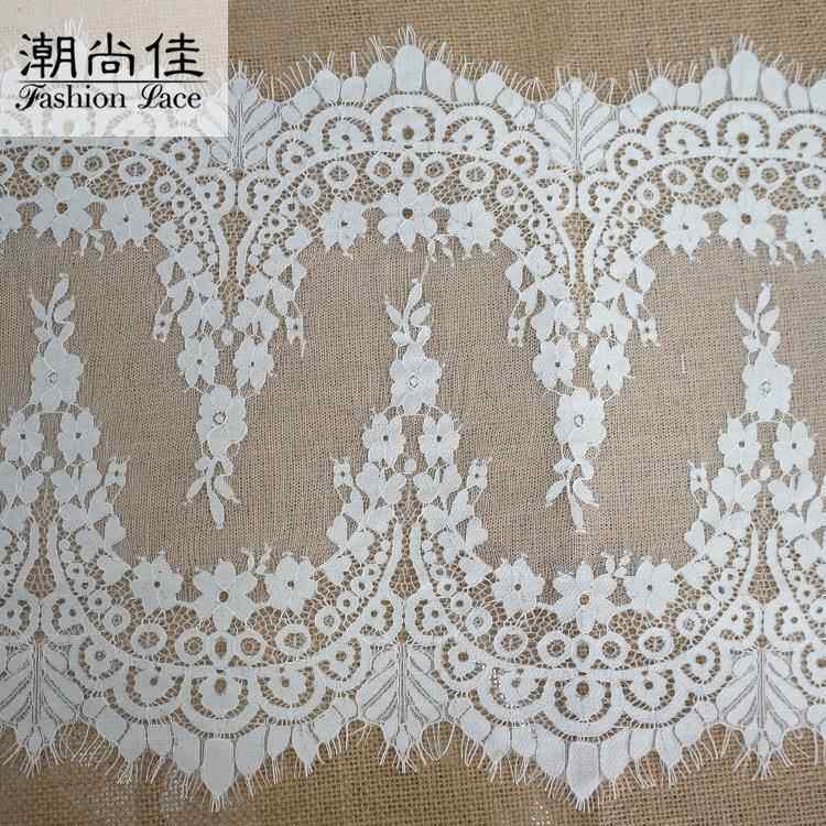 34cm热销蕾丝睫毛花边 服装辅料蕾丝花边 厂家现货波浪蕾丝绣花边