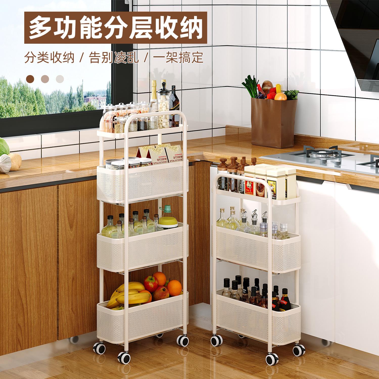 定制夹缝小推车厨房置物架浴室卫生间多层抽拉移动收纳置物架