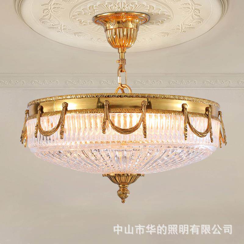 法式圆形吸顶灯全铜客厅灯浪漫温馨卧室灯欧式别墅书房过道玄关灯