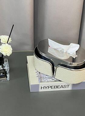 轻奢皮革668巾盒客套厅用茶几不锈钢高档家软装托盘装工艺纸品