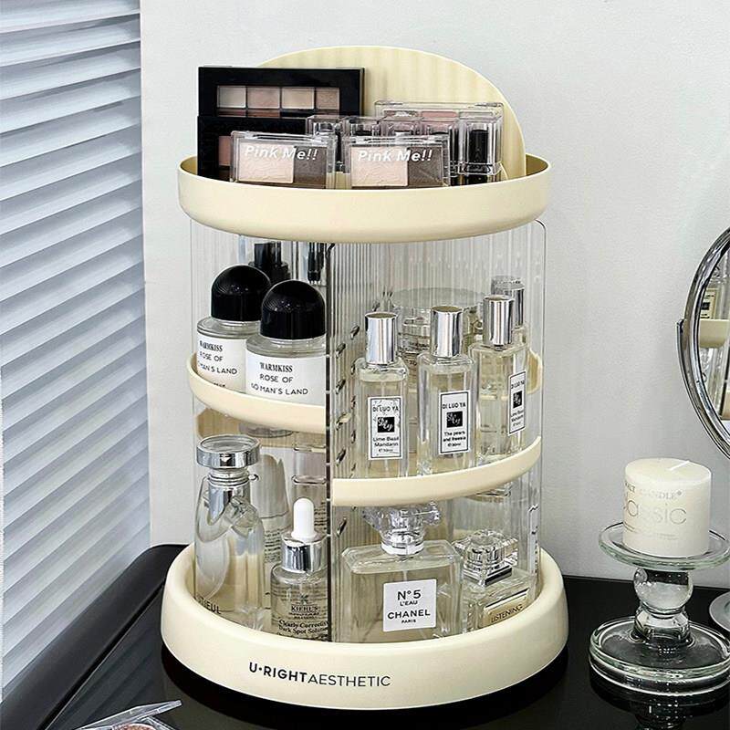 旋转化妆品收纳盒桌面压克力香水护肤品置物架高级感化妆台整理柜