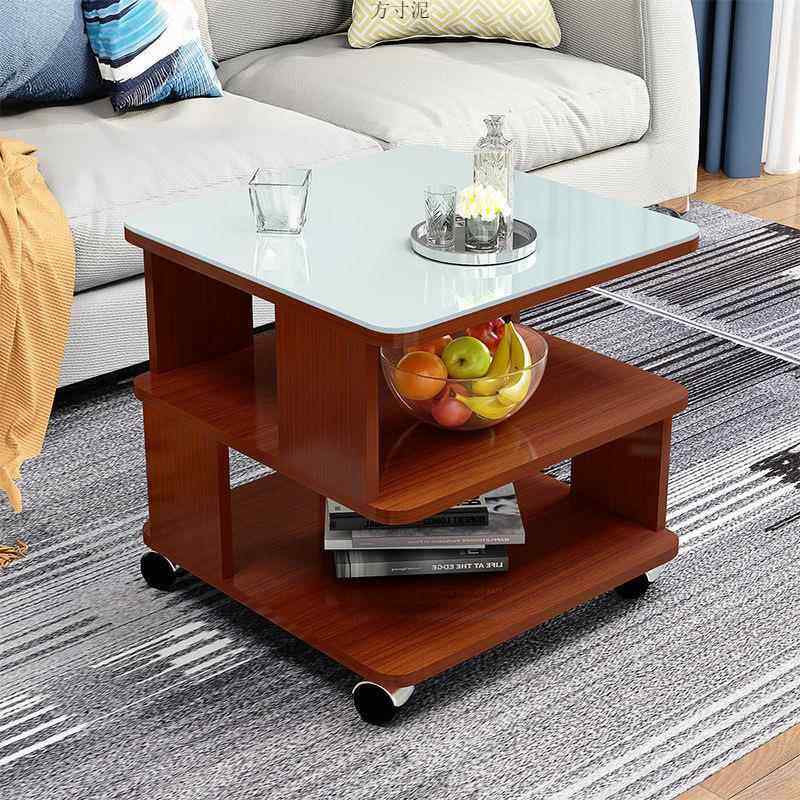 角沙方几约钢化玻璃客厅发边几圆卧MOU室移动小茶桌床简工厂一件
